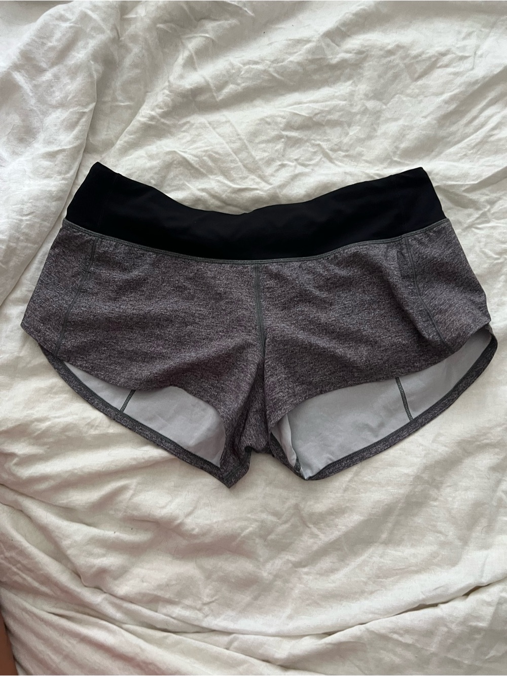 lululemon athletica Heather Gray Athletic Shorts with Black Waistband